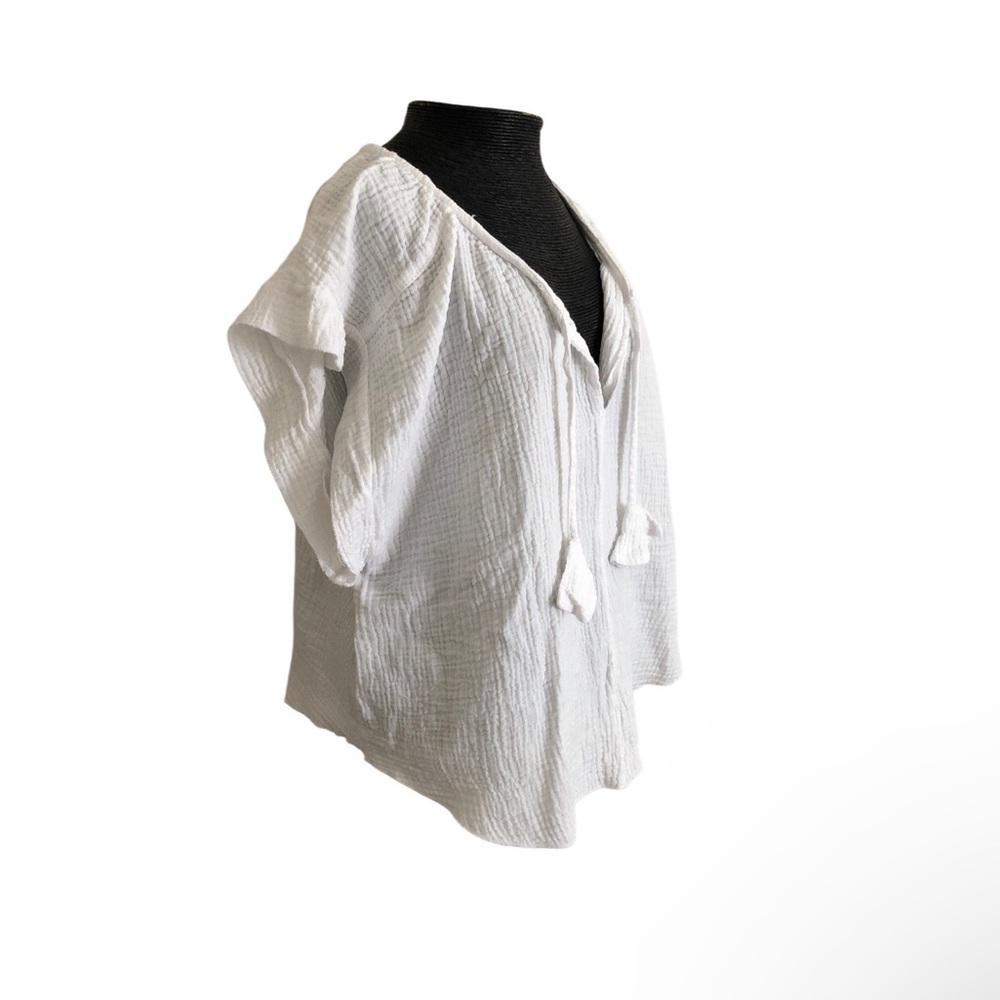 Joie White Gauze Tie-Front Tunic - Picture 2 of 3